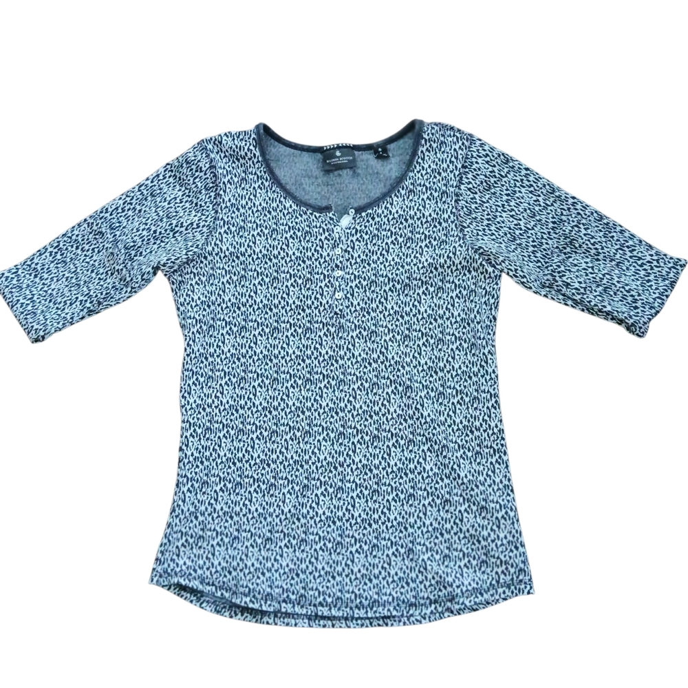 Scotch And Soda Printed Henley Top 3/4 Sleeves Women Size 4